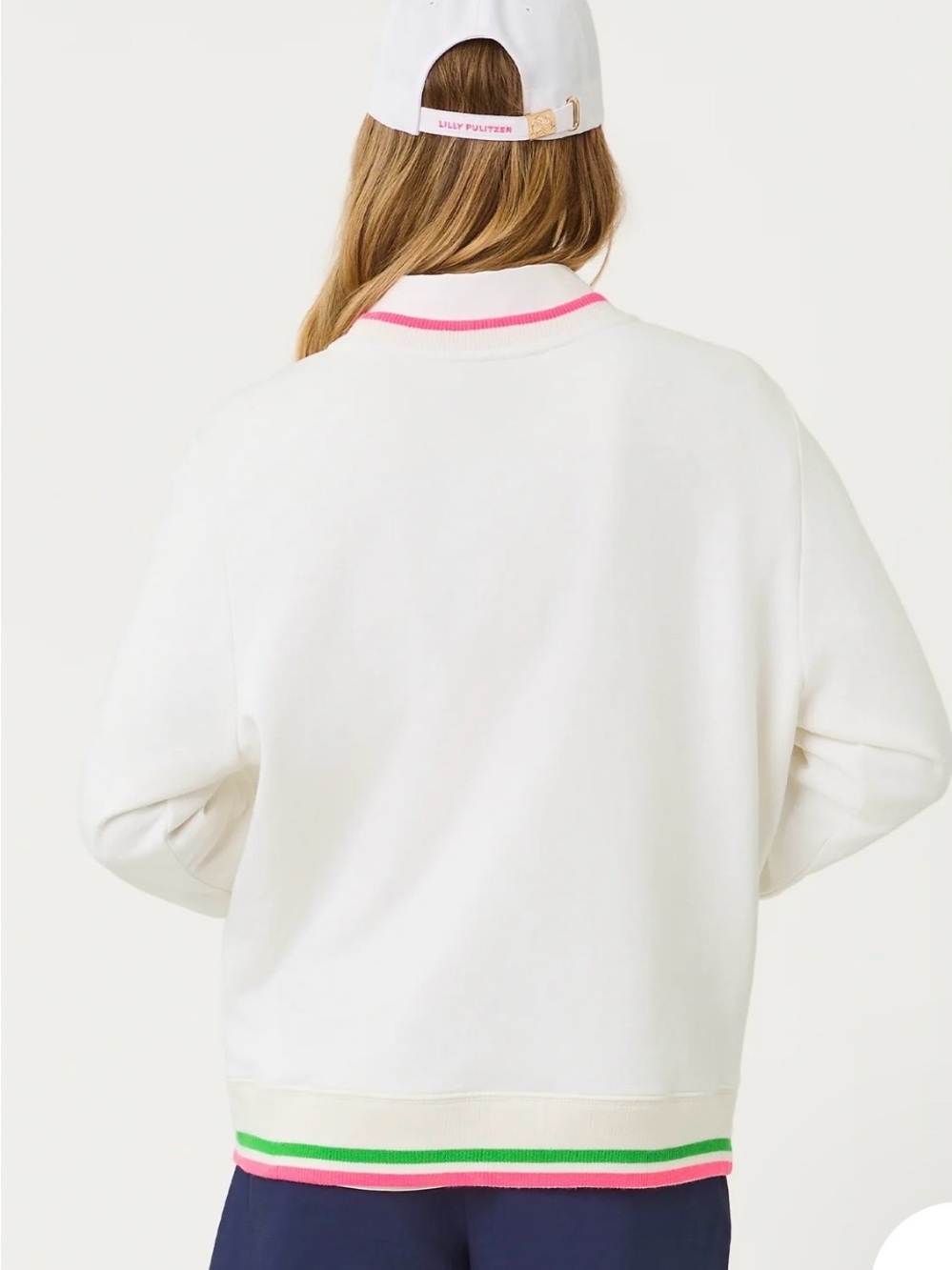 Lilly Pulitzer Ballad Graphic Pullover with Pink & Green Trim - Picture 3 of 4